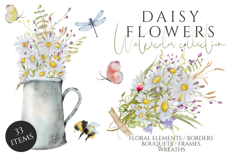 daisy-flowers-watercolor-set