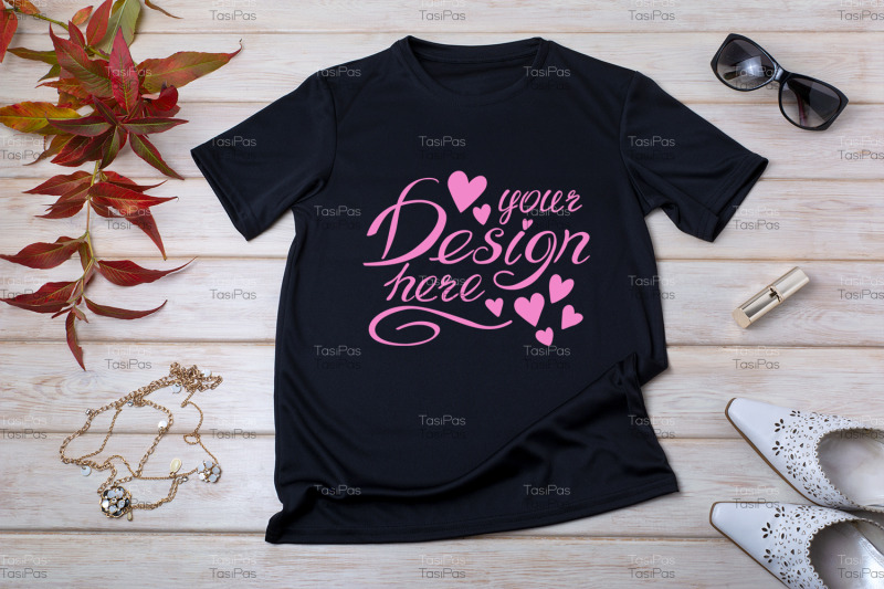 women-black-t-shirt-mockup-with-white-heels-and-grass