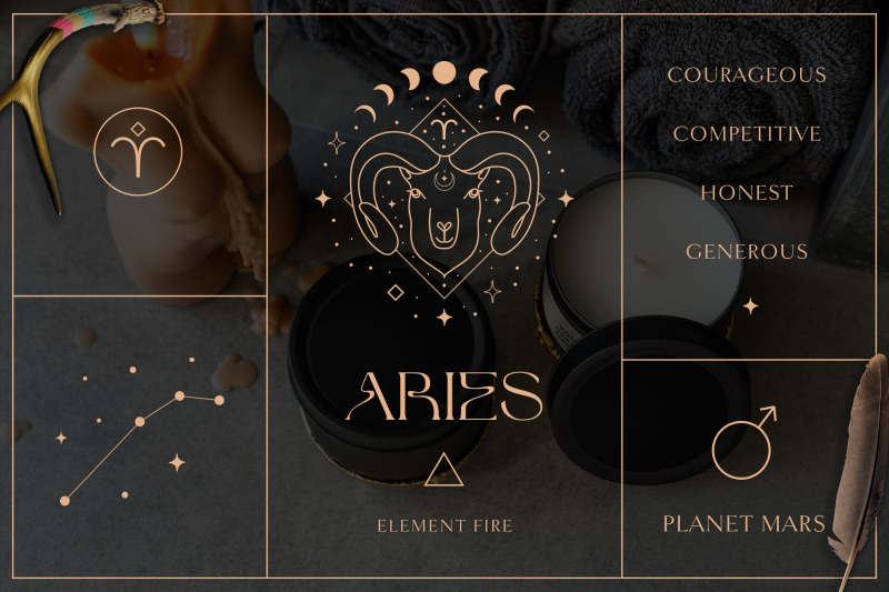 aries-zodiac-sign-logo-branding-design-kit-brown-and-white-line-art