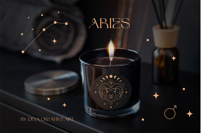 aries-zodiac-sign-logo-branding-design-kit-brown-and-white-line-art