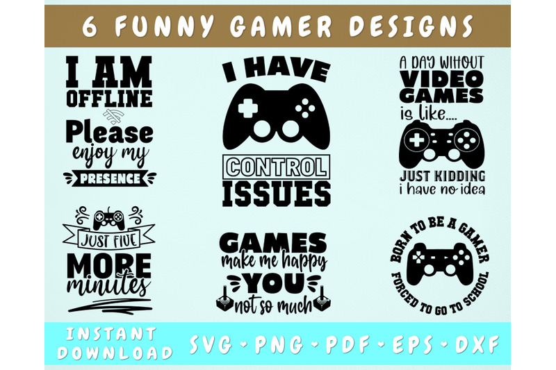 funny-gamer-quotes-svg-bundle-6-gaming-designs-born-to-game-svg