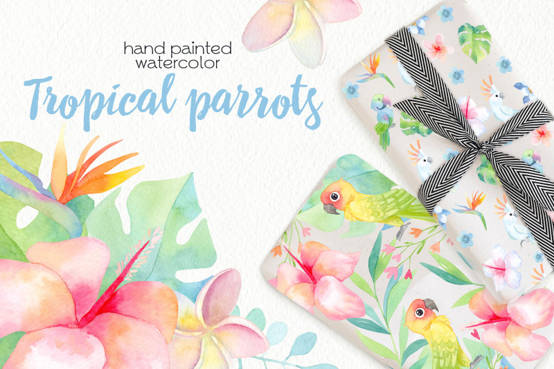 watercolor-tropical-birds-digital-paper