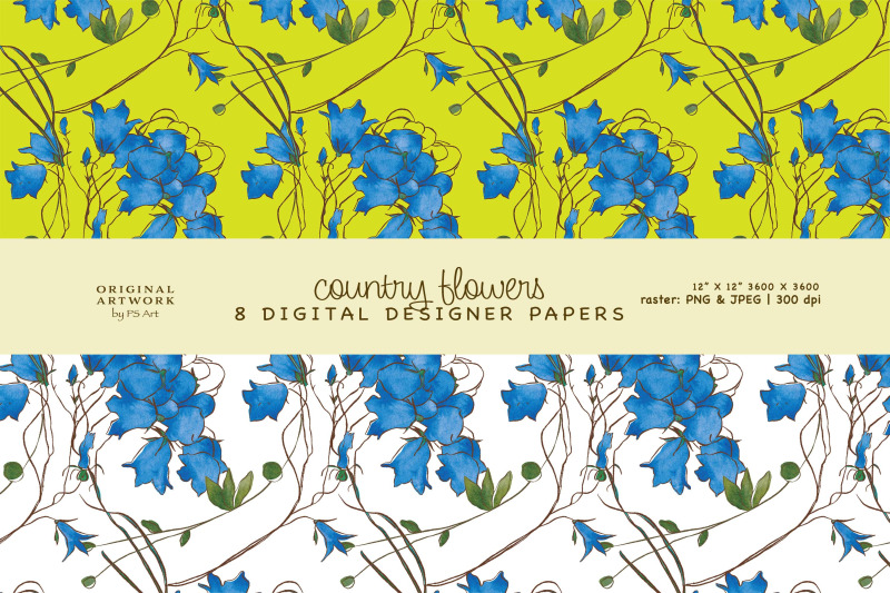 watercolor-country-flowers-seamless-pattern-set