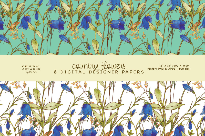 watercolor-country-flowers-seamless-pattern-set