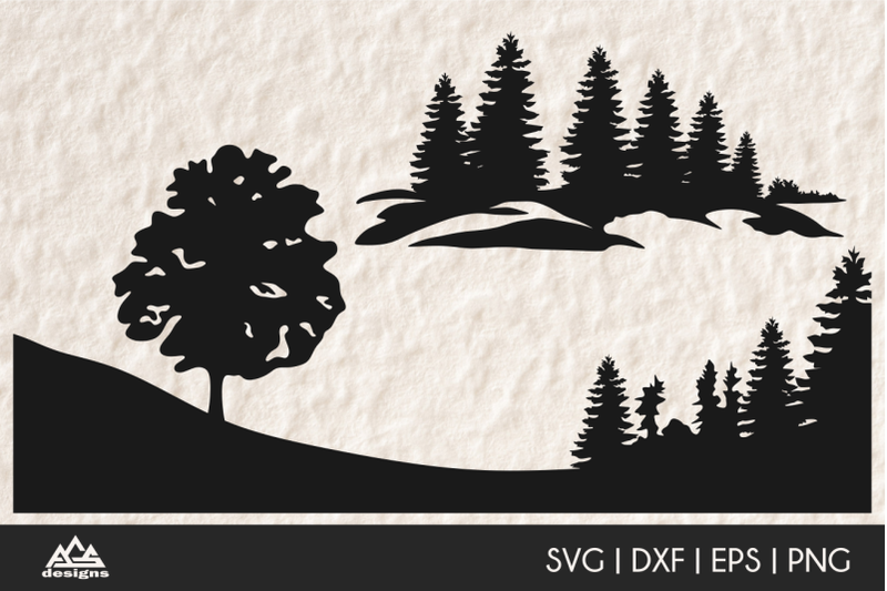 trees-on-hill-sillhoutte-svg-design