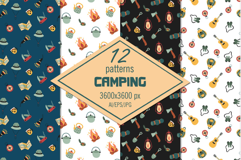 camping-digital-paper-seamless-patterns