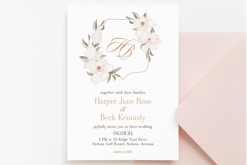wedding-emblem-magnolia-card-template-editable-invitation-card