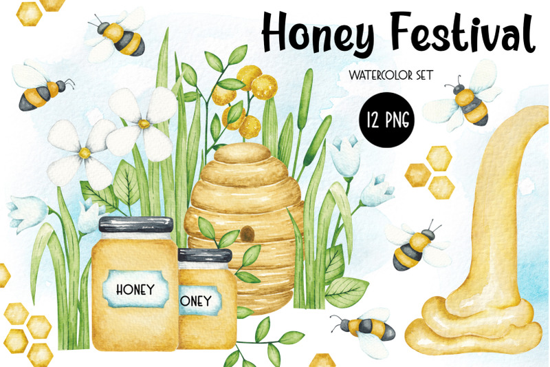 watercolor-set-honey-festival