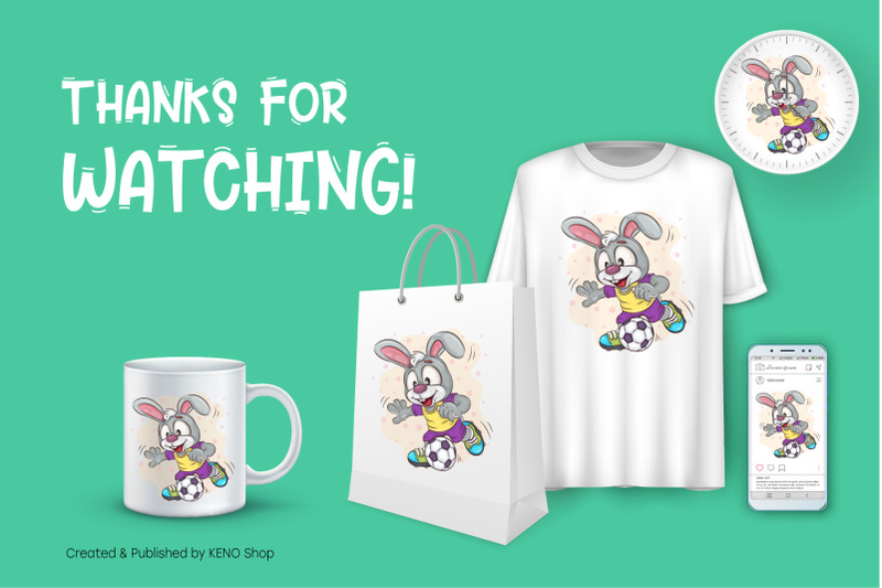 cartoon-bunny-football-player-t-shirt-png-svg