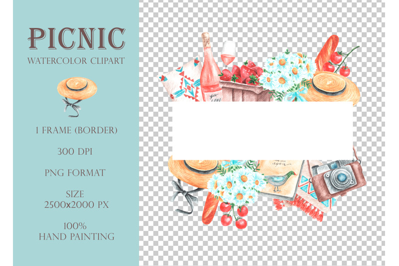 picnic-frame-summer-picnic-watercolor-clipart-picnic-invitation