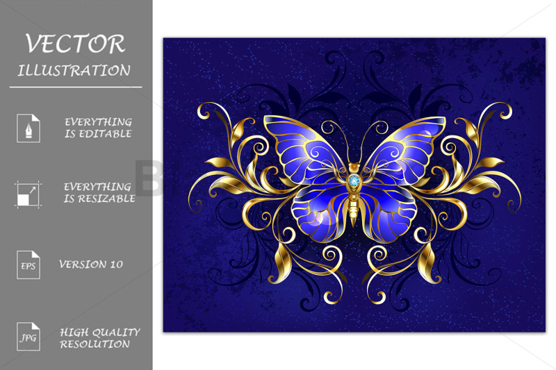 sapphire-butterfly-with-gold-pattern