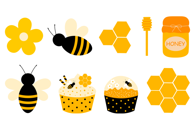 bees-clipart-bees-honey-bundle-svg-bees-flowers-graphic