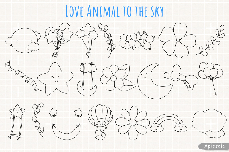 love-mom-animals-to-the-sky-outline-design