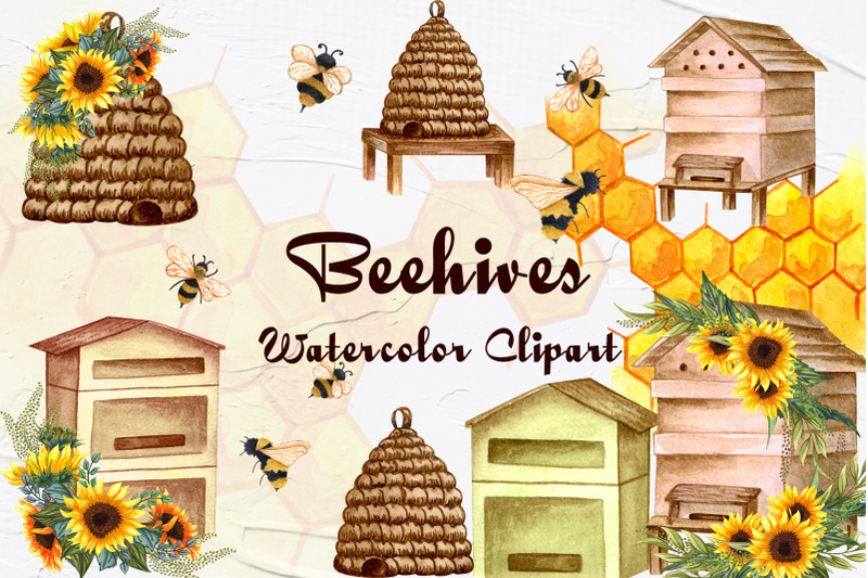 beehive-watercolor-clipart