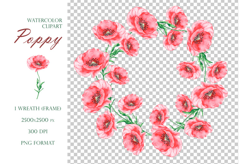 poppy-watercolor-clipart-poppy-seamless-pattern-poppy-wreath