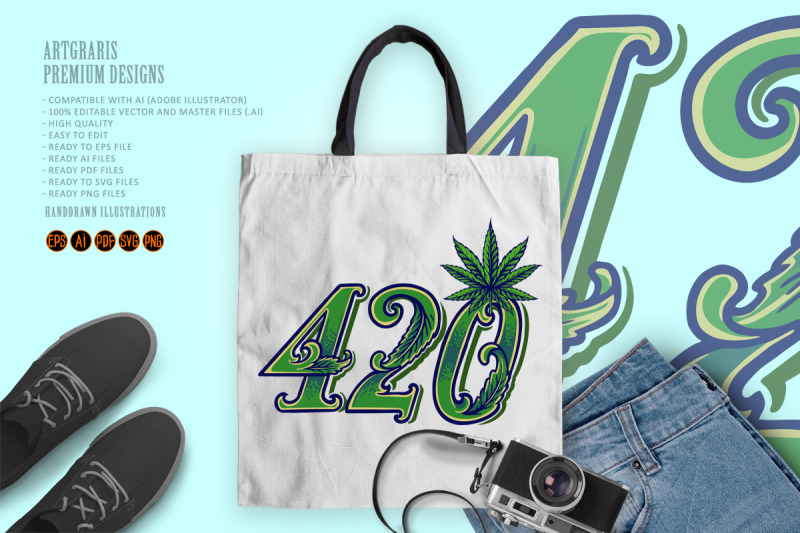 420-word-lettering-weed-leaf-cannabis-logo-illustrations