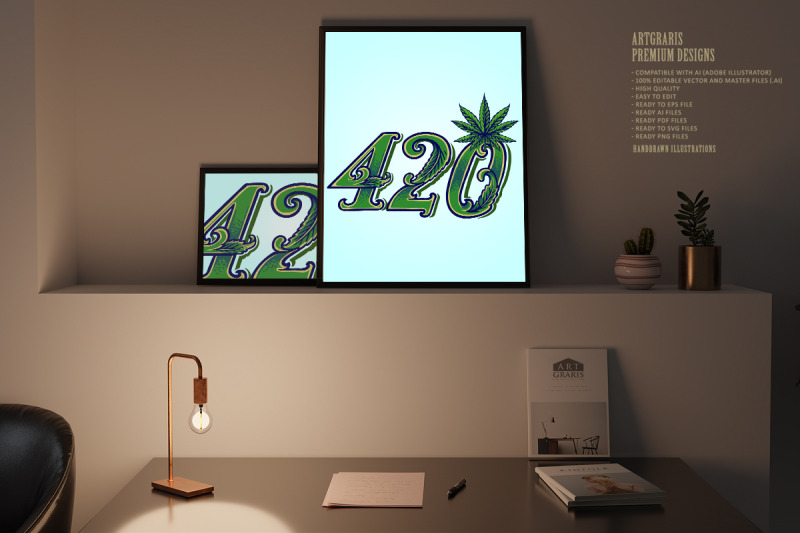 420-word-lettering-weed-leaf-cannabis-logo-illustrations