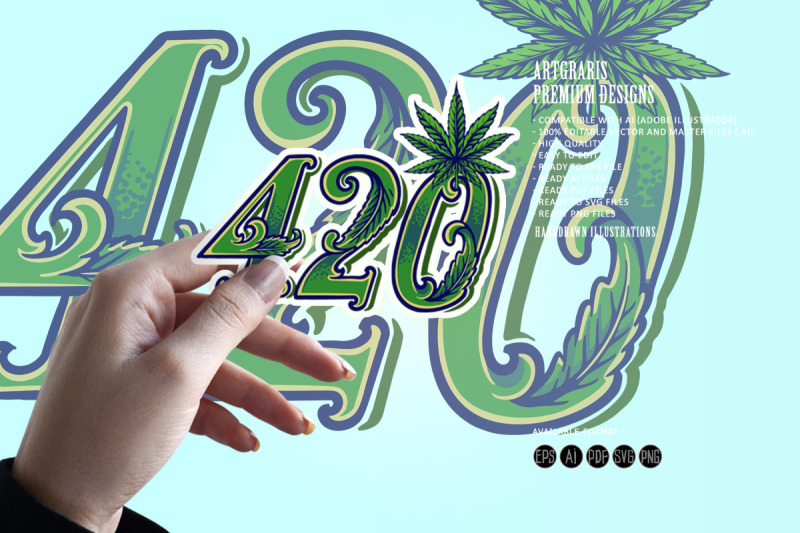 420-word-lettering-weed-leaf-cannabis-logo-illustrations