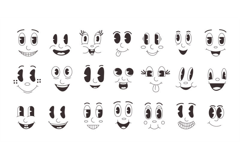 cartoon-emotions-retro-comic-faces-collection-with-smile-emotion-vin