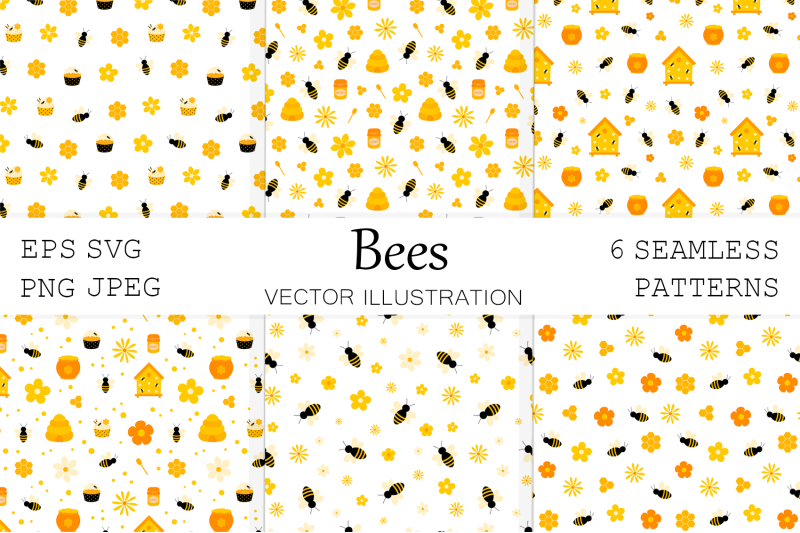 bees-pattern-honey-pattern-bees-background-bees-svg