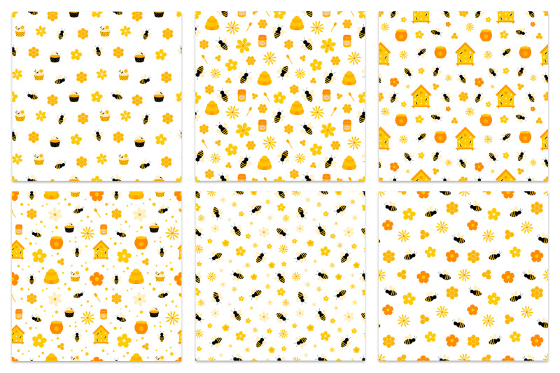 bees-pattern-honey-pattern-bees-background-bees-svg