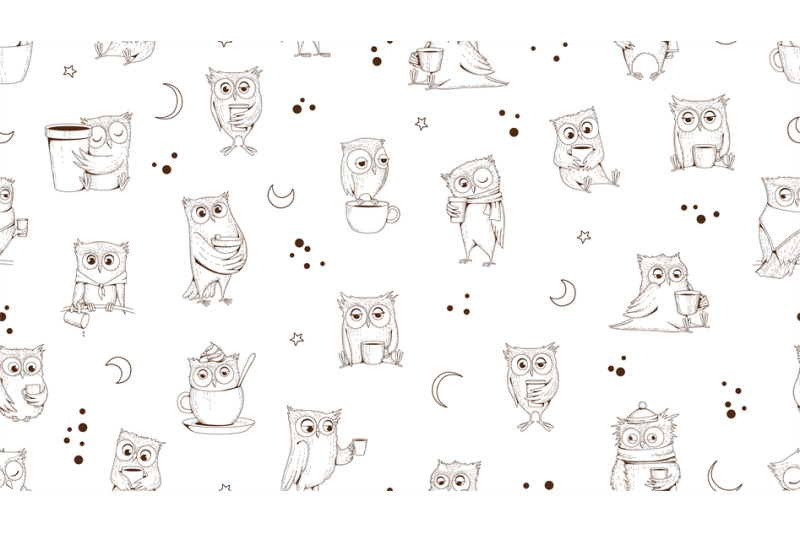 sketch-dreaming-owls-pattern-owl-with-coffee-sleeping-tired-wild-bir