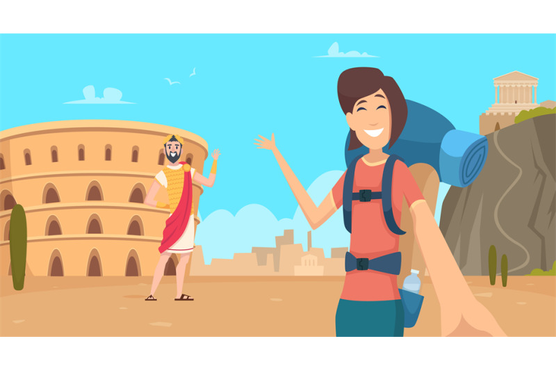 travel-girl-make-selfie-in-rome-new-reality-reopen-tourism-vacation