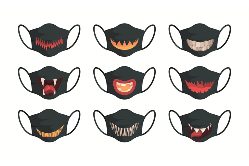 cartoon-scary-faces-halloween-protection-masked-pumpkin-teeth-garish