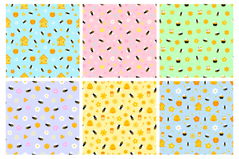 bees-pattern-honey-pattern-bees-background-bees-svg