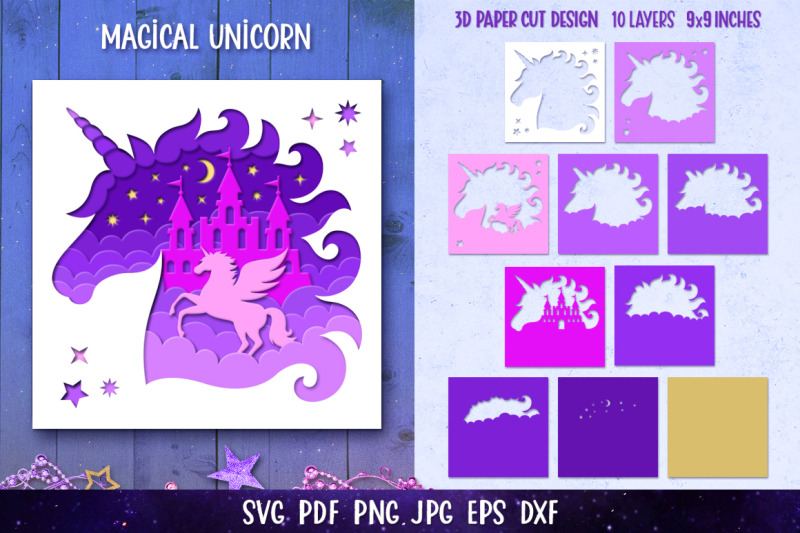 3d-unicorn-shadow-box-svg-unicorn-paper-cut-template-svg