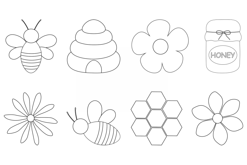 bees-coloring-bees-flowers-graphic-bees-svg-honey-svg