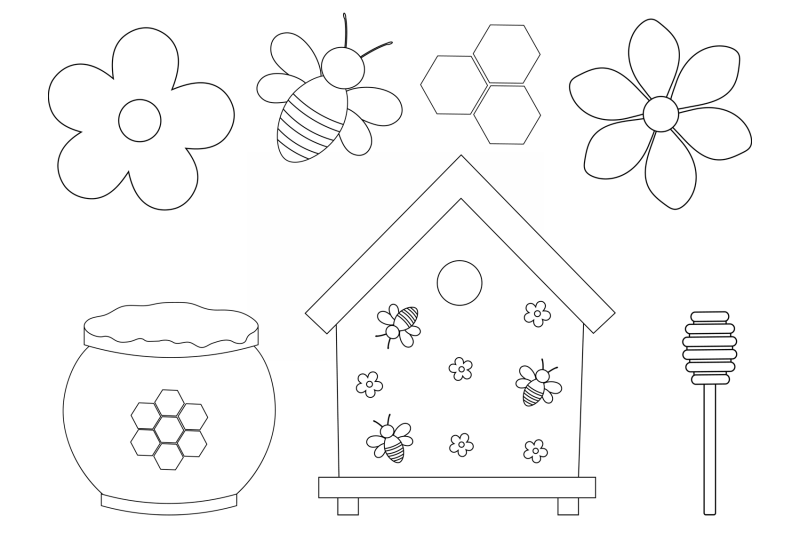 bees-coloring-bees-flowers-graphic-bees-svg-honey-svg