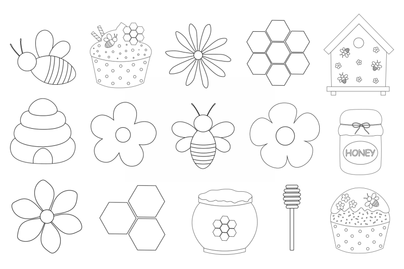 bees-coloring-bees-flowers-graphic-bees-svg-honey-svg