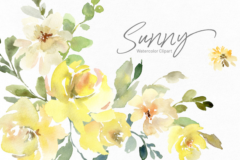 watercolor-sunny-yellow-flowers