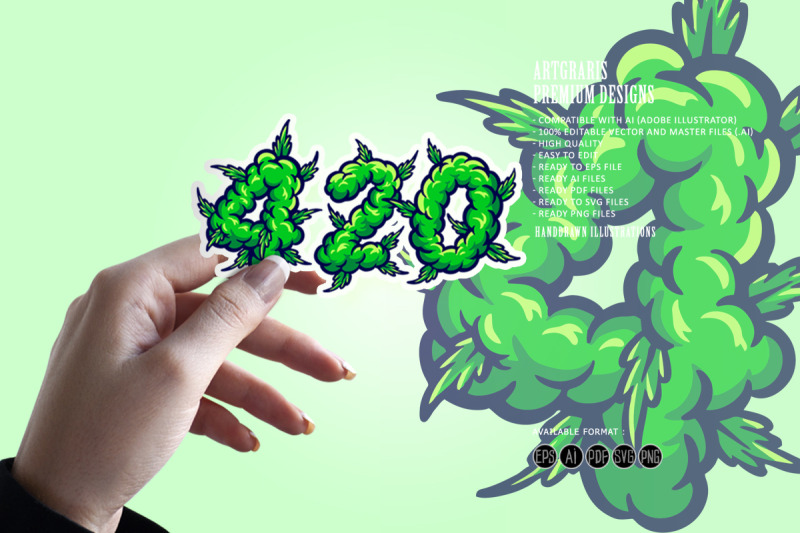 420-words-lettering-with-weed-smoke-ornate