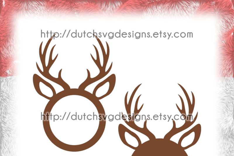 Set Of 2 Reindeer Monogram Frame Cutting Files In Jpg Png Svg Eps Dxf Instant Download For Cricut Silhouette Deer Christmas Xmas Diy By Dutch Svg Designs Thehungryjpeg Com