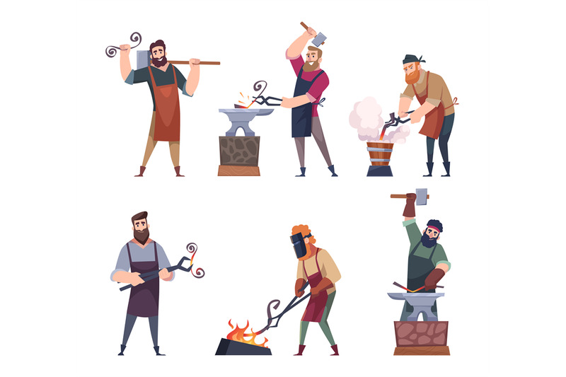 blacksmith-characters-medieval-workers-making-knife-swords-helmets-ar