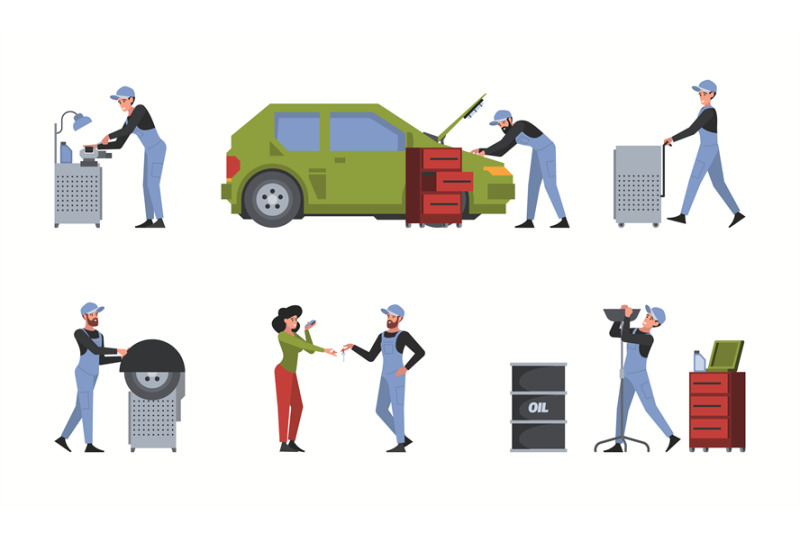 autoservice-characters-workers-repairing-cars-mechanic-changing-wheel