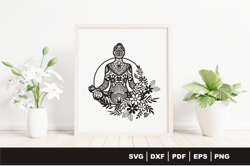 yoga-with-flower-paper-cut-amp-print-vector