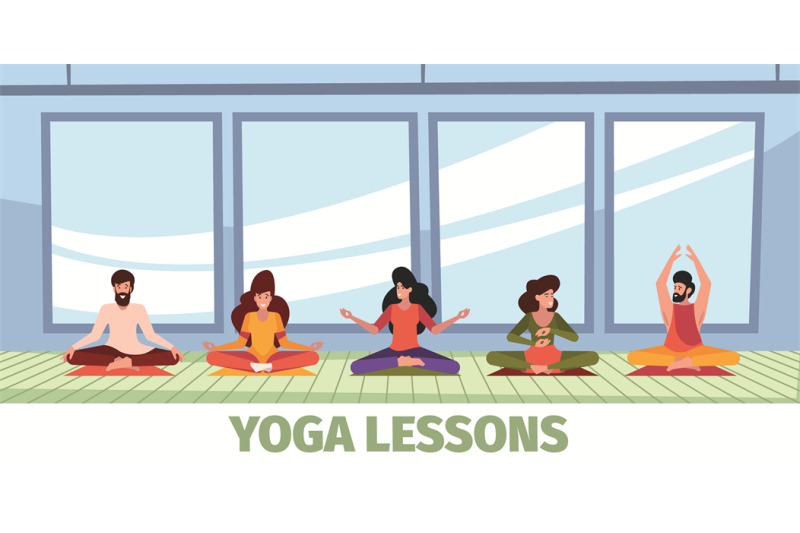 outdoor-meditation-yoga-classes-characters-sitting-in-lotus-pose-mind