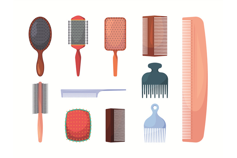 hair-combs-barber-shop-items-beauty-salon-objects-woman-combs-collect