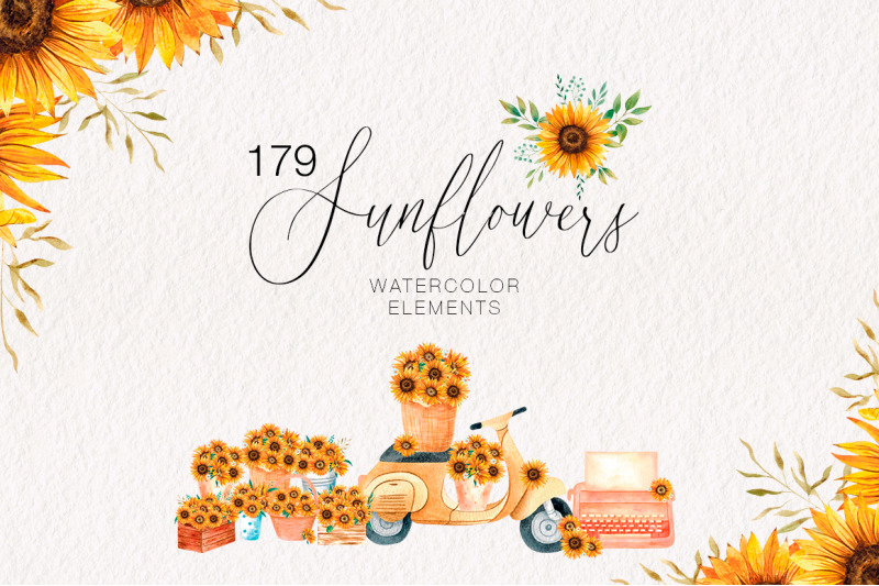 watercolor-sunflowers-collection