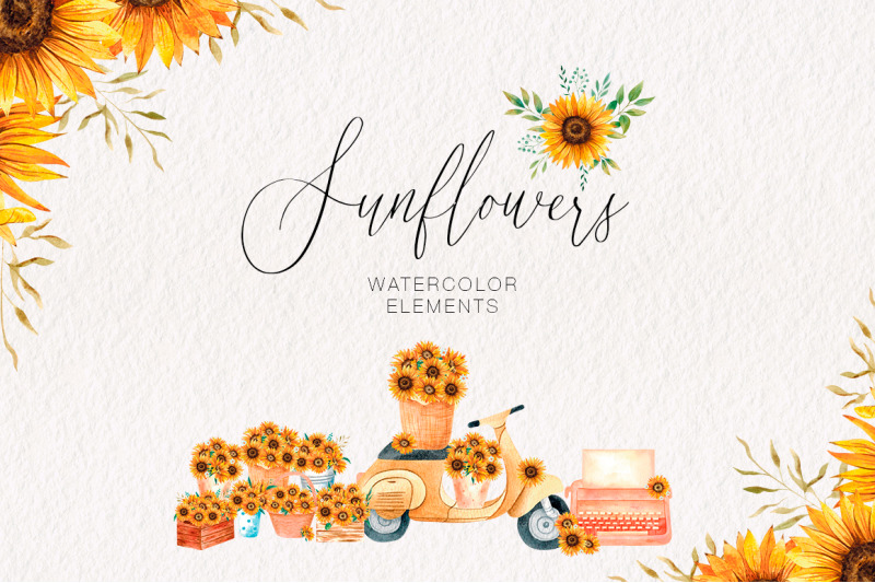 watercolor-sunflowers-collection