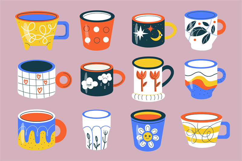 trendy-cups-beautiful-tea-and-coffee-mugs-color-patterned-crockery