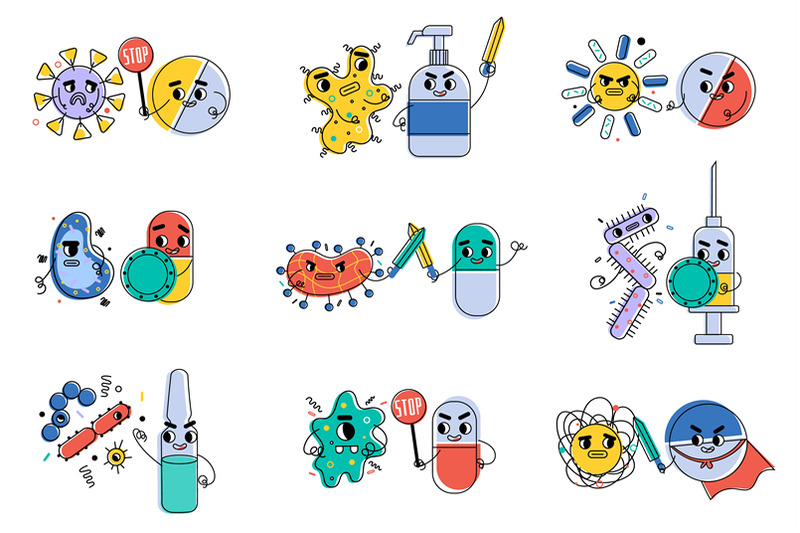 antibiotic-fight-virus-medical-ampoules-and-syringes-characters-tabl