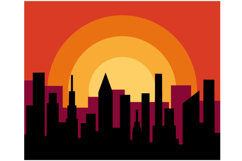 cityscape-vector-graphic-with-sunset