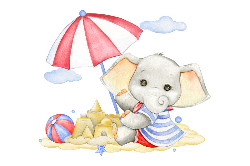 salon-baby-sailor-watercolor-animal-clipart-playing-on-the-beach-su