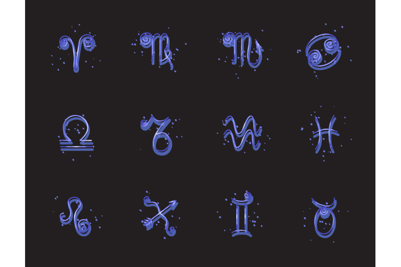 zodiac-signs-icons-set-vector-icons-imitation-convex-glass