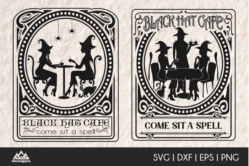 black-hat-cafe-halloween-sign-svg-design