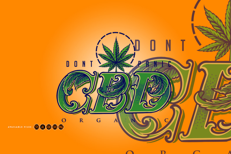 cannabidiol-word-lettering-with-weed-leaf-ornate